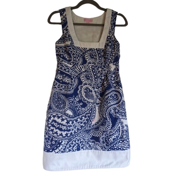 💠 Lilly Pulitzer Morgan Shift Dress - Blue Paisley, Size 0 - Picture 1 of 9